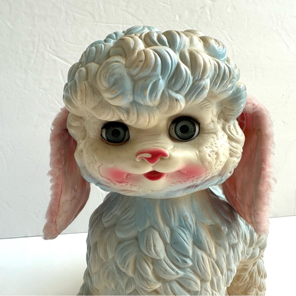 Vintage 1956 Edward Mobley Rubber Plastic Lamb Sleepy Eyes Soft Ears - Picture 2 of 13